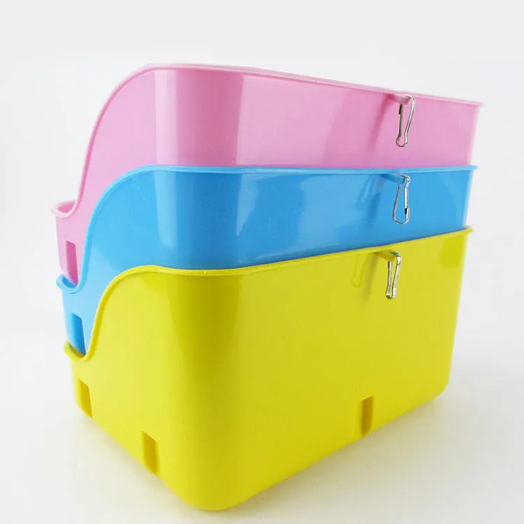 Large rabbit square toilet plastic litter tray 30cm x 22cm x 16cm in blue, pink, or yellow for cage use
