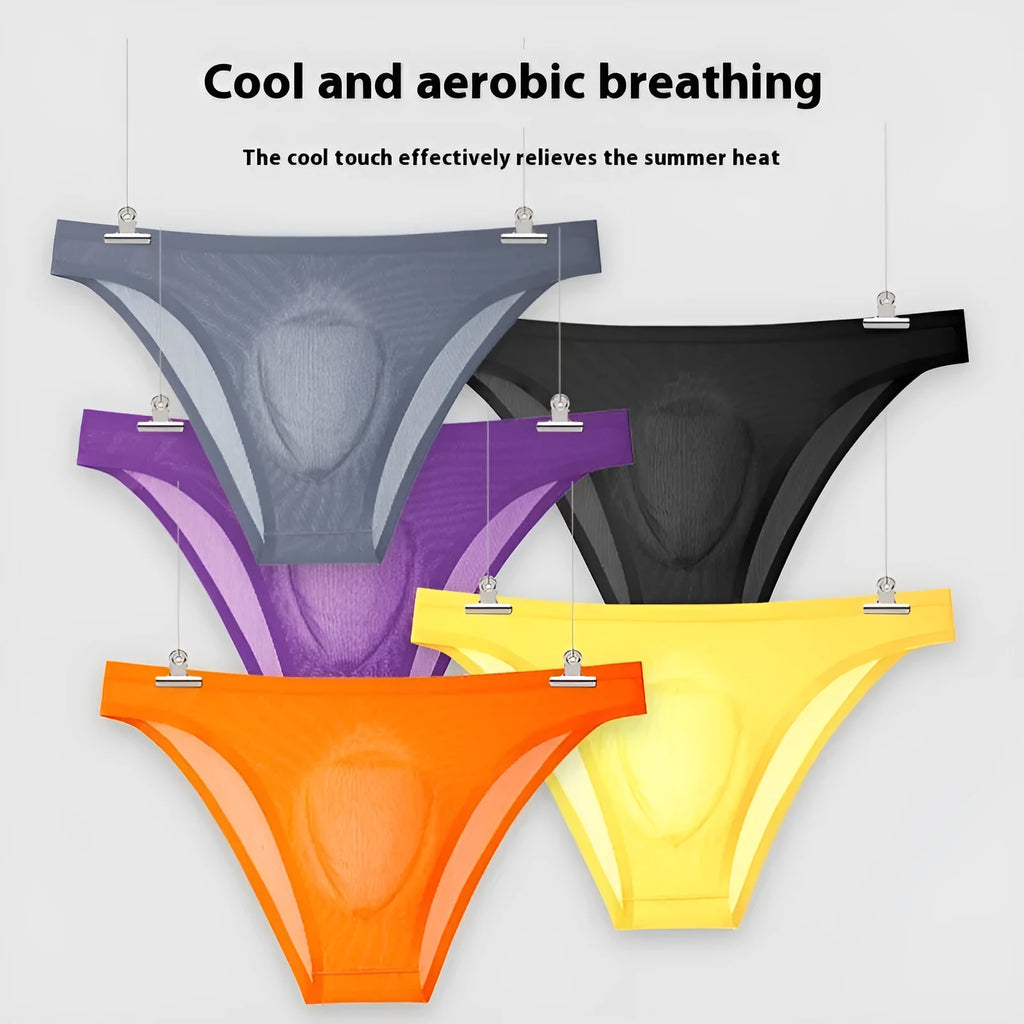 Women's ice silk seamless panties in six colours with low-waist briefs design