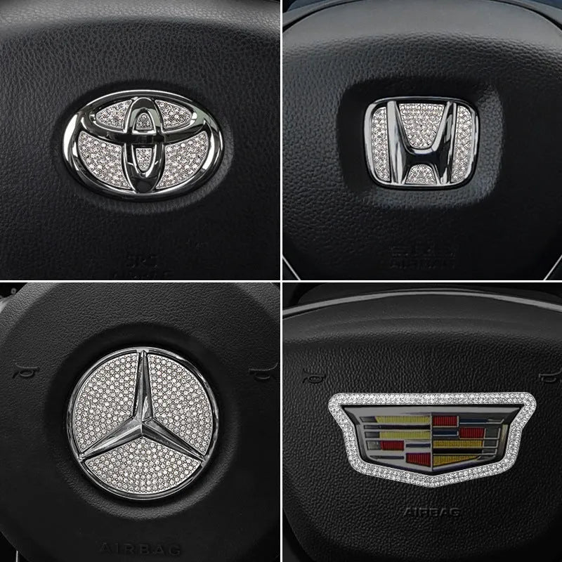 Zinc alloy diamond decorative sticker for Toyota car steering wheel