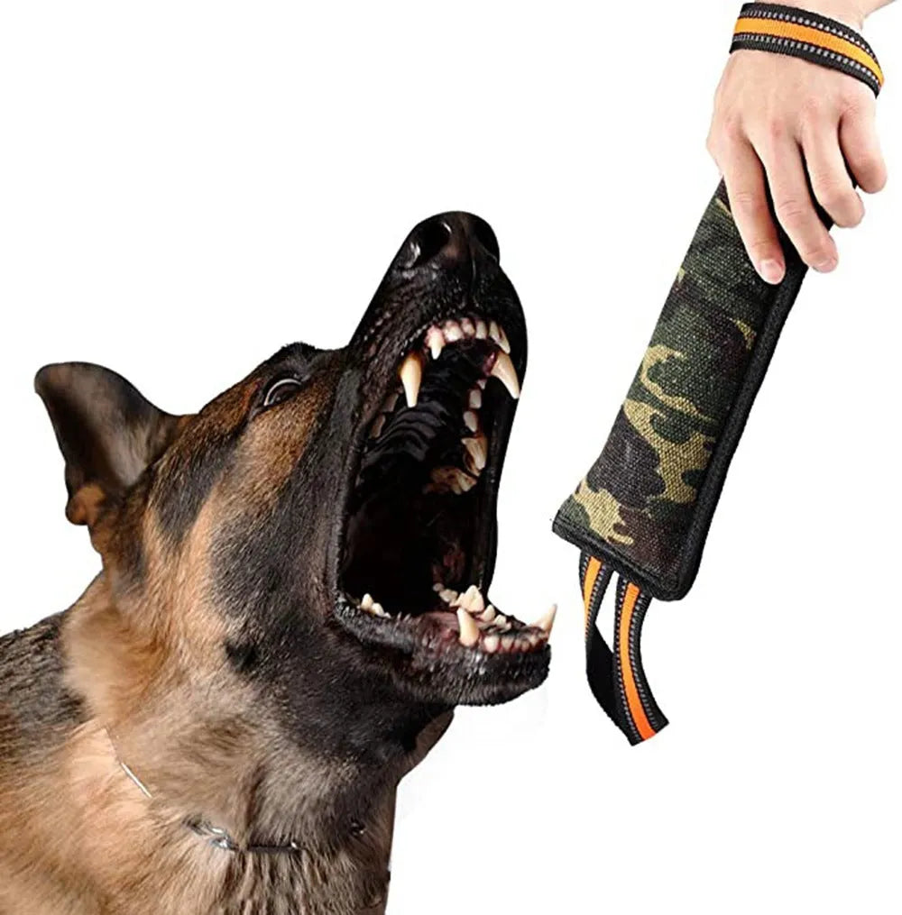 55cm long reflective yellow edge jute dog training bite stick for tug of war