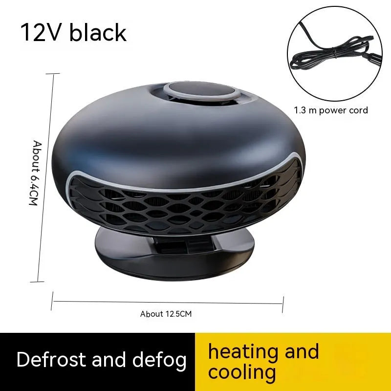 Black ABS car warm air blower heater with 130cm cable for 12V and 24V vehicles