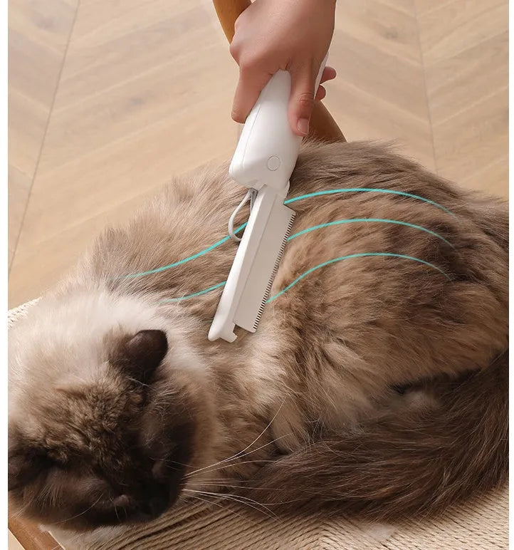 ABS plastic pet grooming brush for cats and dogs with hair removal, knot opening, and massage functions