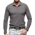 Men's long-sleeve polo collar t-shirt in 100% cotton, American retro style, available in multiple colours