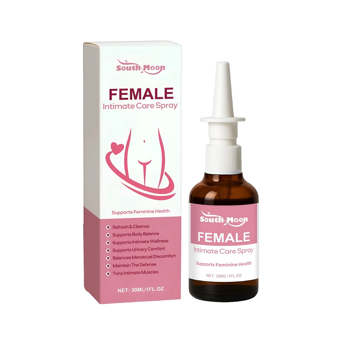 30ml female intimate care spray bottle with centella asiatica, aloe leaves and tea tree oil