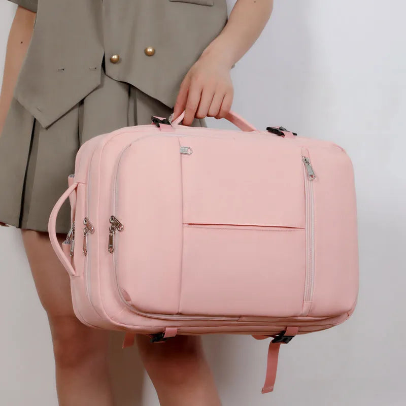 Large capacity backpack showing multiple pockets and zippers, designed for 15.6-inch computers and business travel