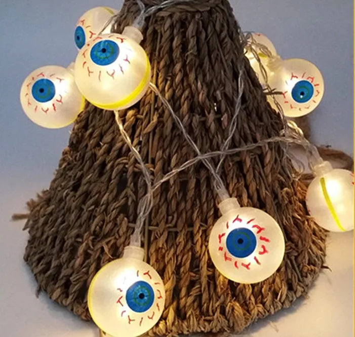 Halloween LED string lights with bat, pumpkin, and ghost pendants, waterproof for outdoor decoration