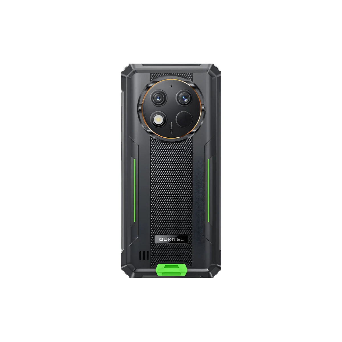 OUKITEL G1 mobile phone in grey, green, or orange colour on a plain background.