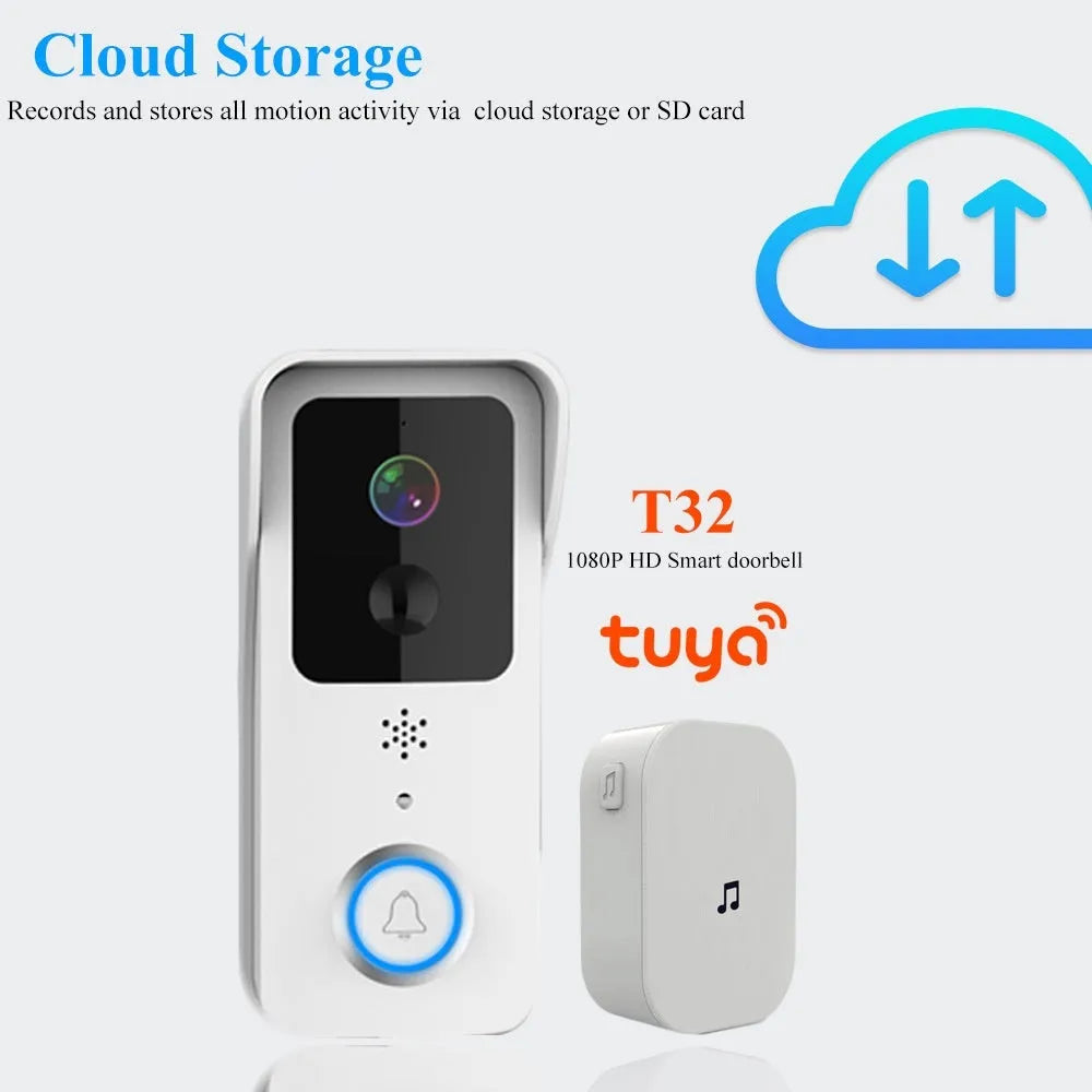 Waterproof smart home visual doorbell with HD remote intercom and APP notifications for security