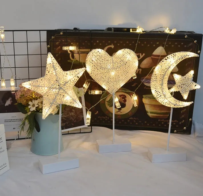LED rattan star lamp with battery operation for bedroom decoration