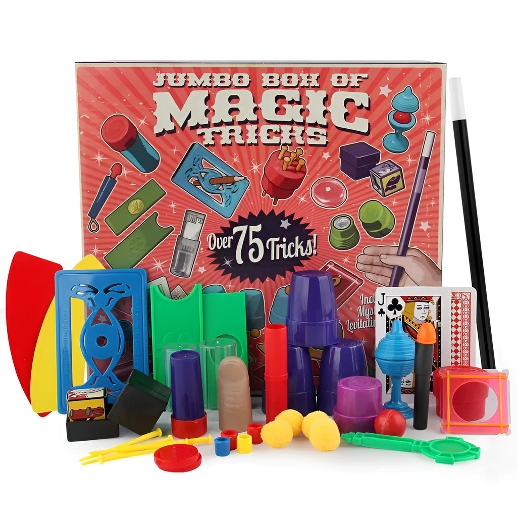 Purple and Red plastic magic toy prop set for children aged 3-7 in carton box