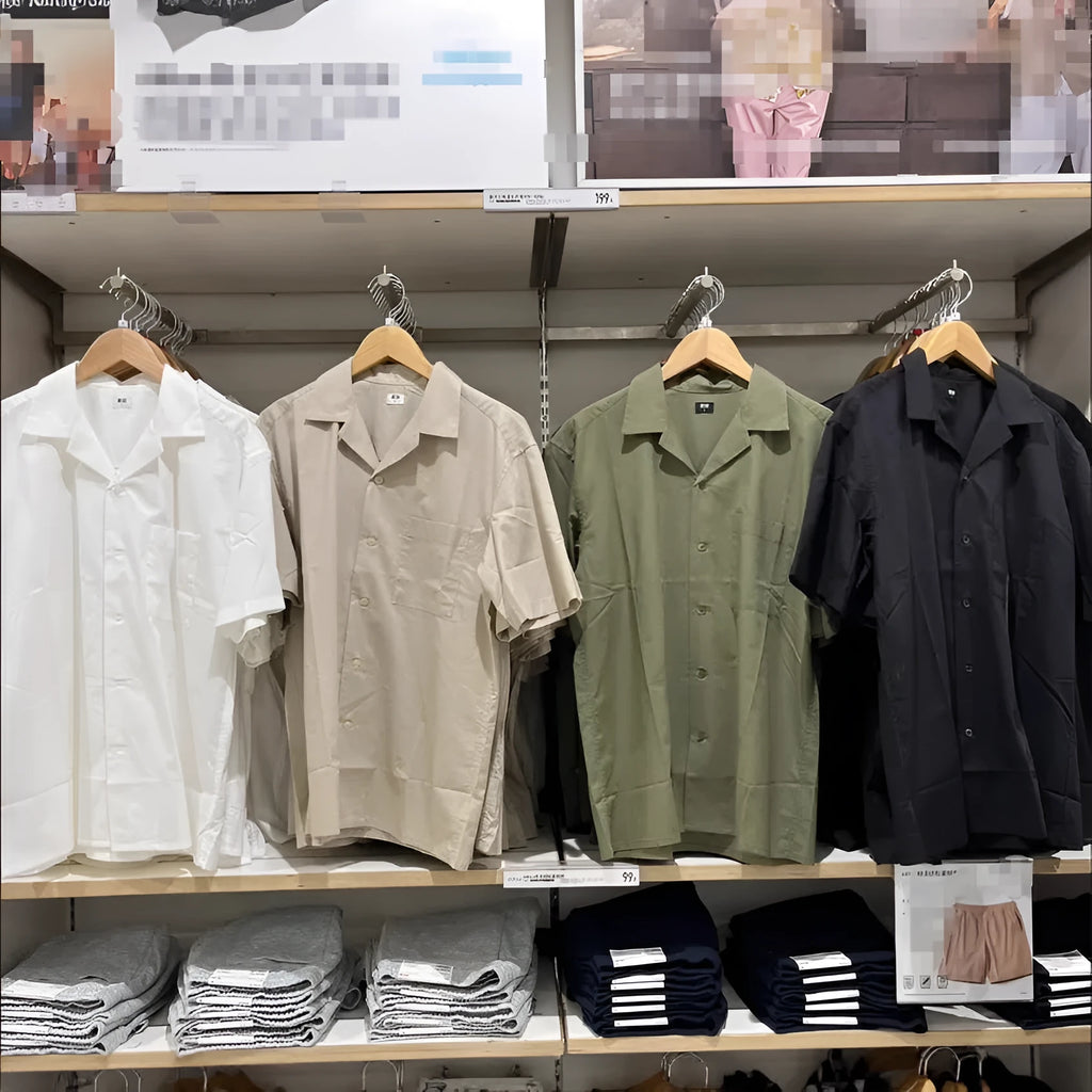 Men's modal cotton open collar shirt in Japanese Korean casual style