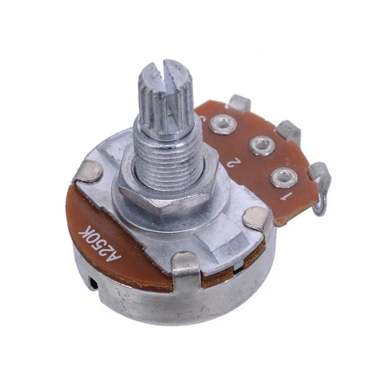 Silver metal electric guitar potentiometer knob for 6mm shaft, shown isolated.