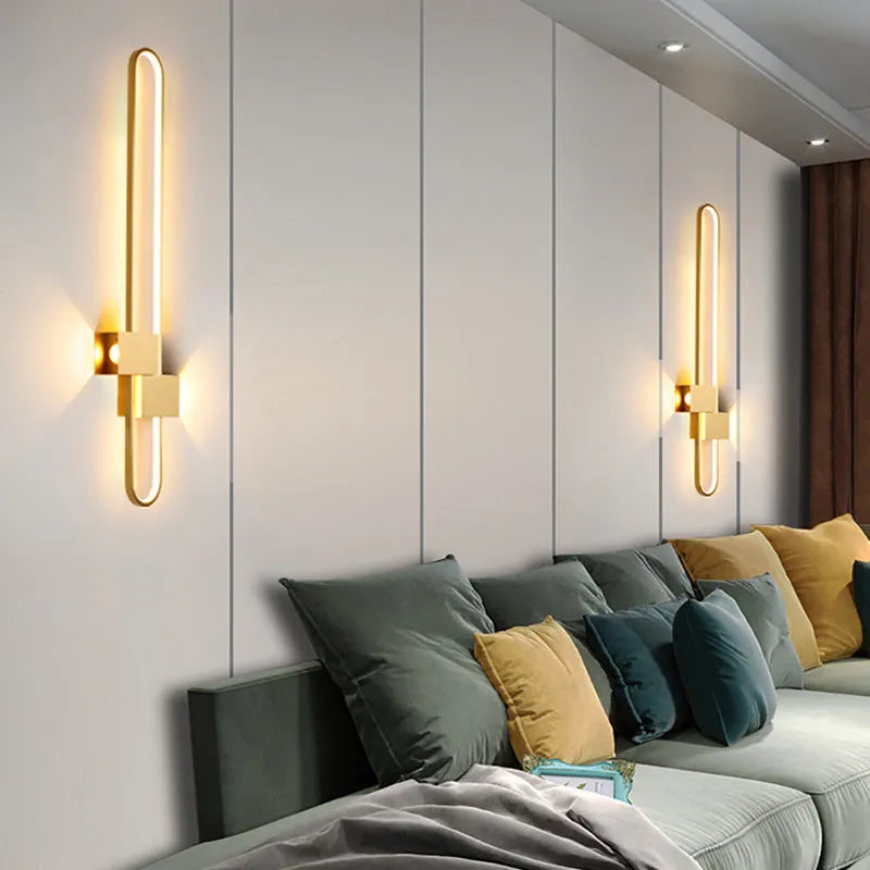 Modern minimalist wall lamp with 60cm iron shade and LED lighting in black finish