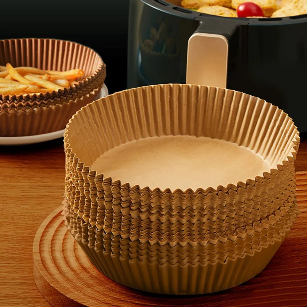 Disposable air fryer paper liners in round bowl shape with 4.5cm edges