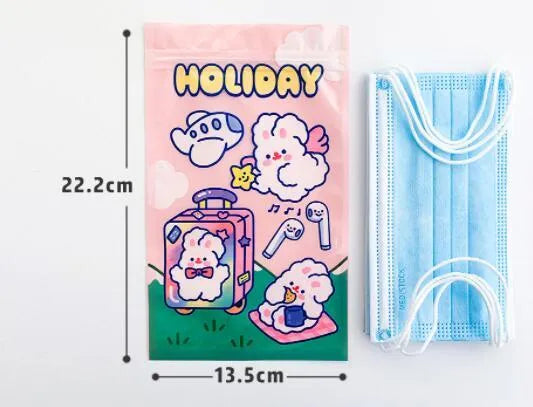 Rabbit-themed sealing pocket packaging bag in rectangular shape with double-layer 8 silk construction