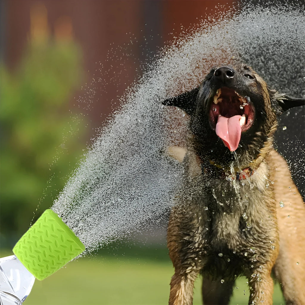 Silicone pet shower head in orange, blue, or green with rain function for dog and cat bathing