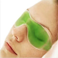 A blue gel ice eyeshade mask for cooling eye relief, shown with green, red, and yellow colour options.
