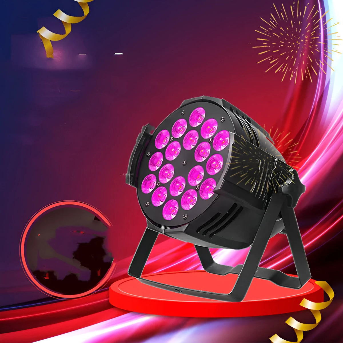 LED18 full-colour par light with 18 LED dyeing lights, 110-240V soft light fixture for stage and event use