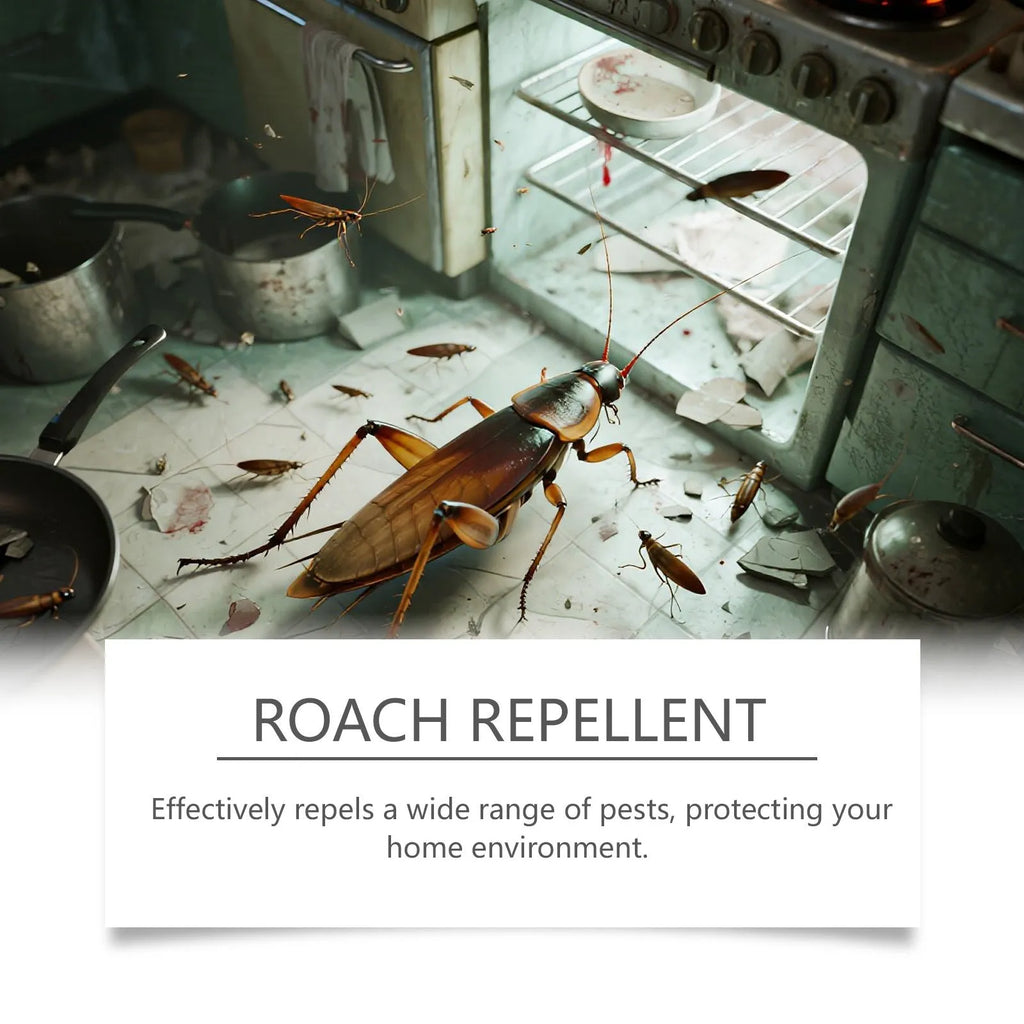 Pack of eight cockroach bait formula stickers and eight adhesive glue traps for indoor kitchen use.
