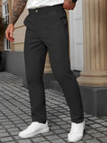 Men's straight-leg business casual trousers in polyester fabric available in four colours