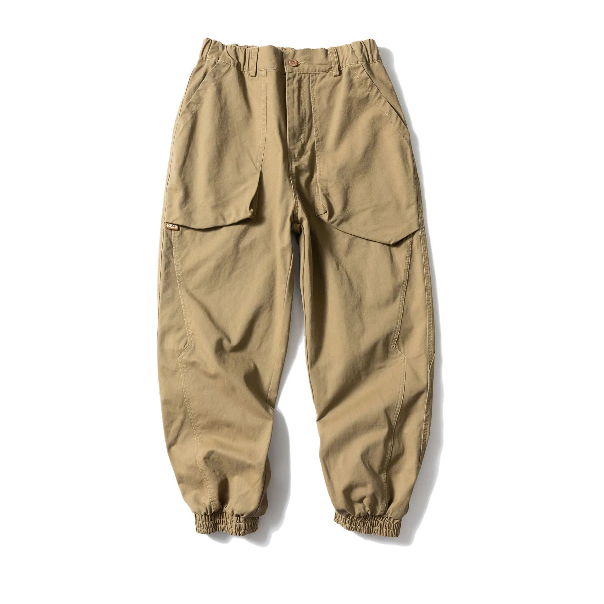 Cotton casual trousers with large side pockets and tapered legs in black colour
