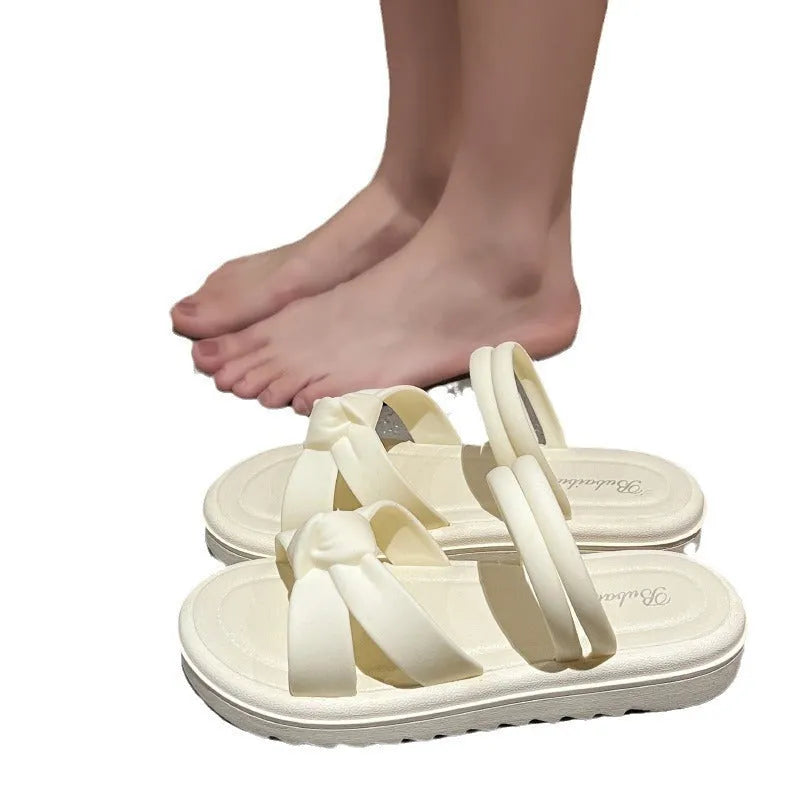 Women's black and white PVC two-way wear outdoor sandals with a soft back design.