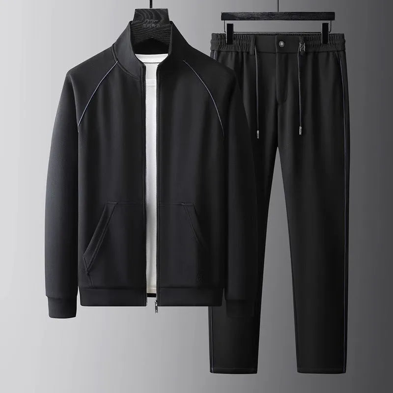 Stand collar sports suit with slim fit, polyvinyl alcohol fibre fabric, coat and pants set for 45-102.5kg weight range