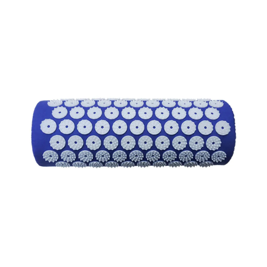 Acupuncture massage mat and headrest set, 68x42x2cm cushion, 38x15x10cm headrest, PP sponge, black and blue