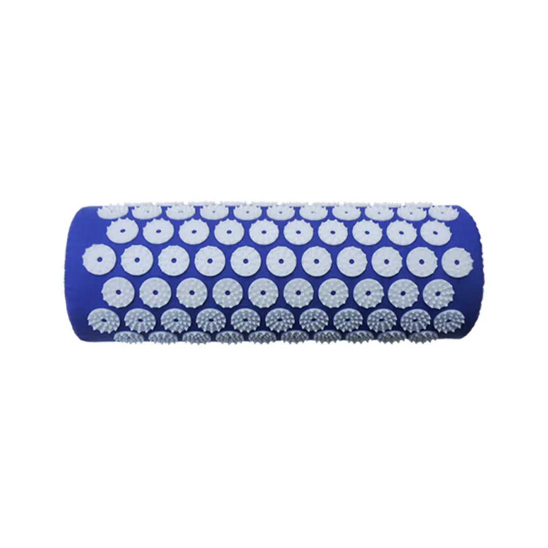 Acupuncture massage mat and headrest set, 68x42x2cm cushion, 38x15x10cm headrest, PP sponge, black and blue