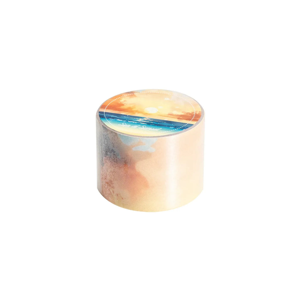 Japanese paper decorative tape roll with sky theme designs showing colourful clouds, twilight, and moonlight sky colour variations