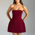 Women's backless tube dress in solid colour with A-line skirt for summer casual or party wear