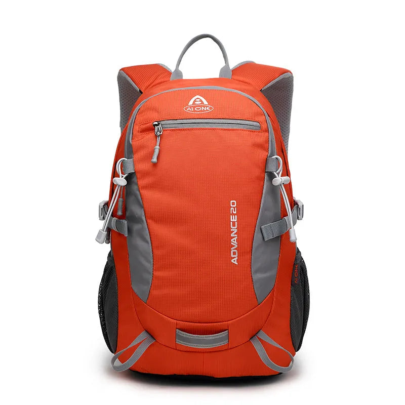 20 litre backpack in black, blue, green, orange, red, rose red, or turquoise colour with front pocket