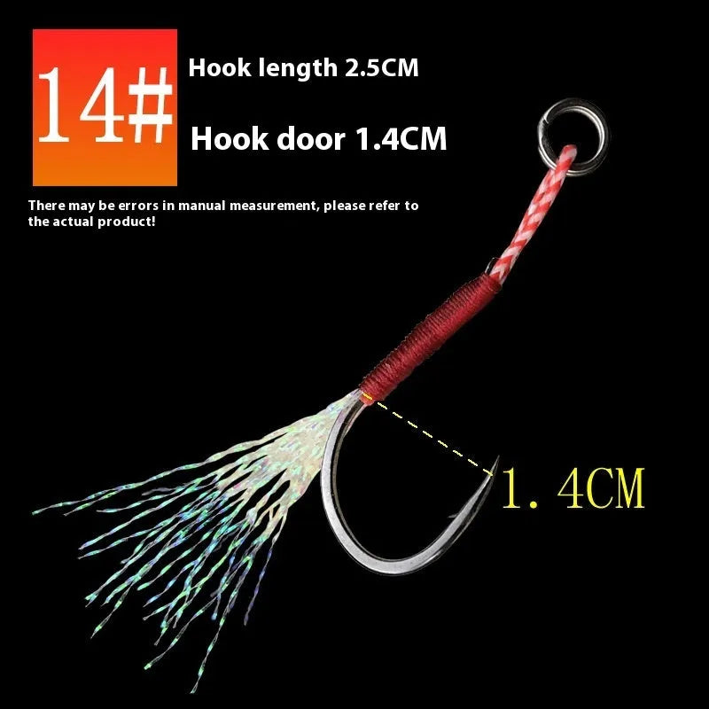 Bright wire iron plate single hook fishhook for sea fishing in sizes 9 to 14