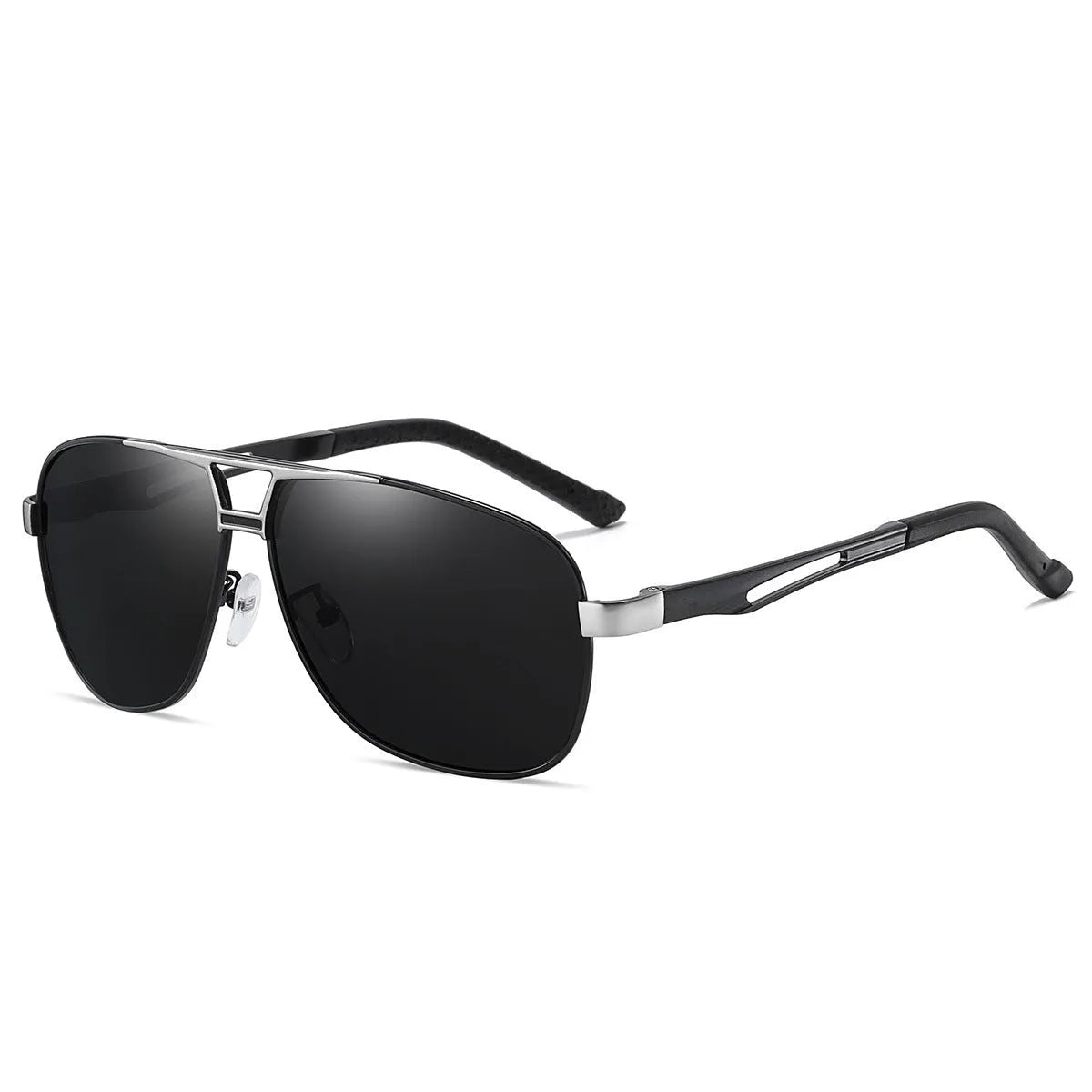 Men's polarised aviator sunglasses with orange red TAC lenses and metal frame