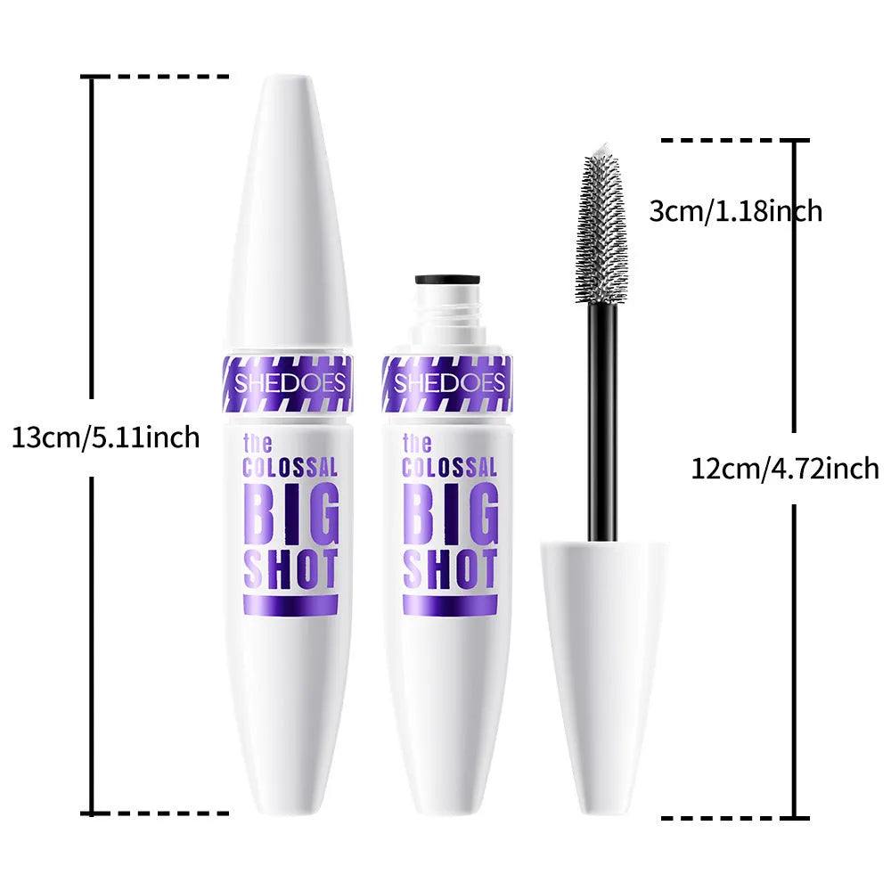 White waterproof mascara with 10ml volume, quick-drying formula, and curling effect for defined lashes