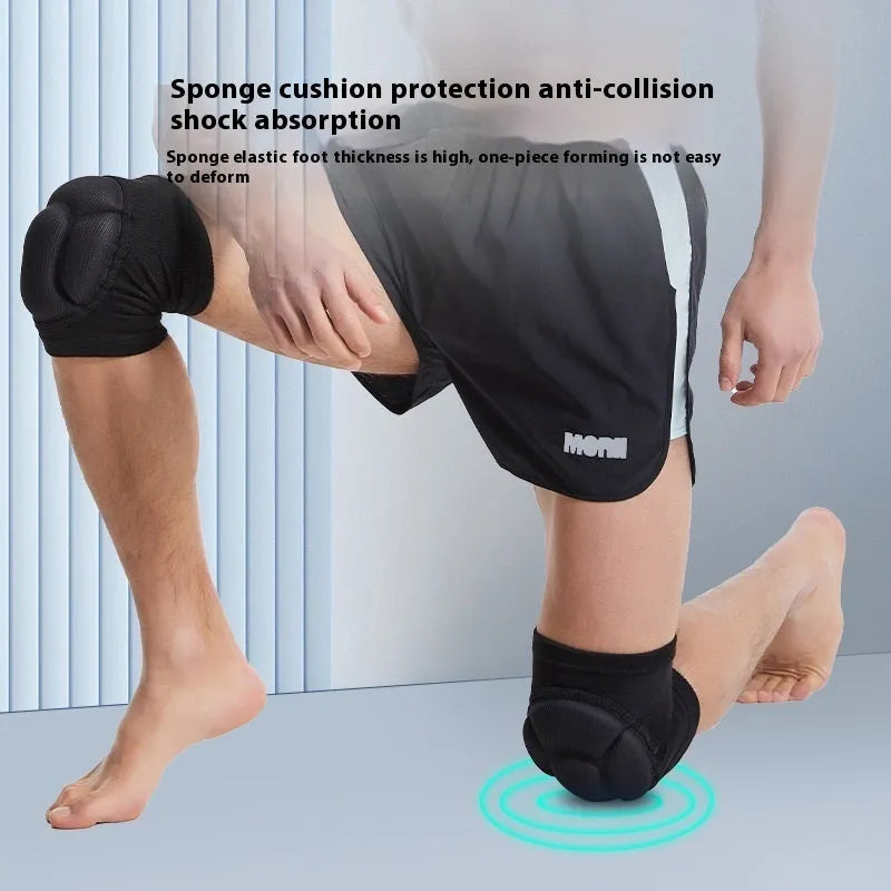 Black and blue free size knee pads with thick sponge padding for volleyball, dance, hiking protection
