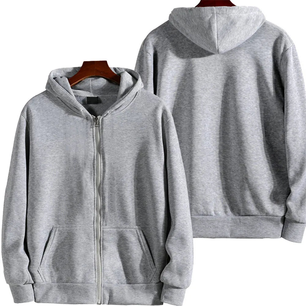 Men's loose-fit zipper jacket in polyester-spandex blend, available in multiple colours and sizes for sports.