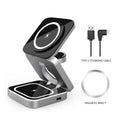 Folding wireless charging bracket with magnetic ring for Apple, Samsung, and Google Pixel Watch devices