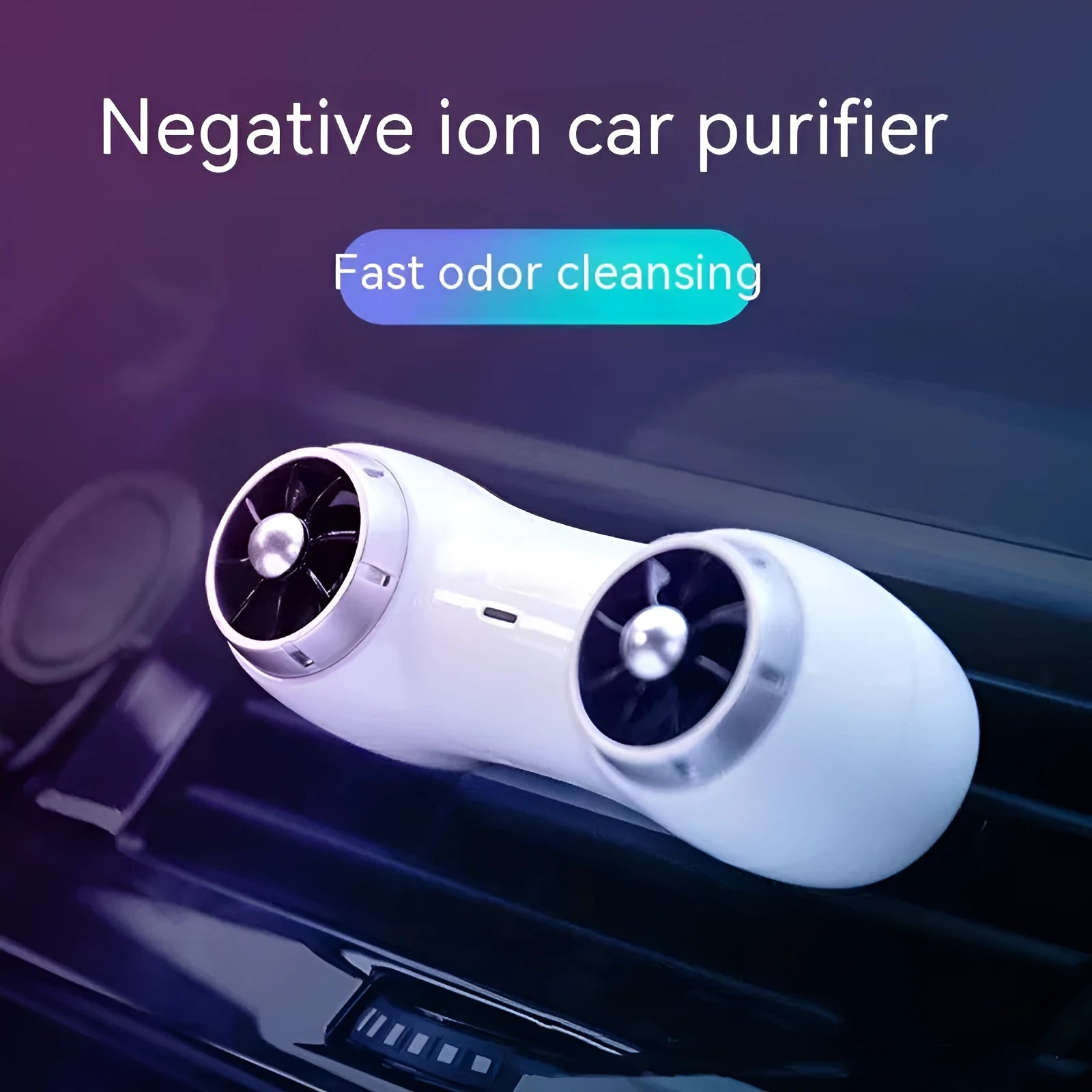 Black car anion purifier with compact design for vehicle mounting with Type-C cable