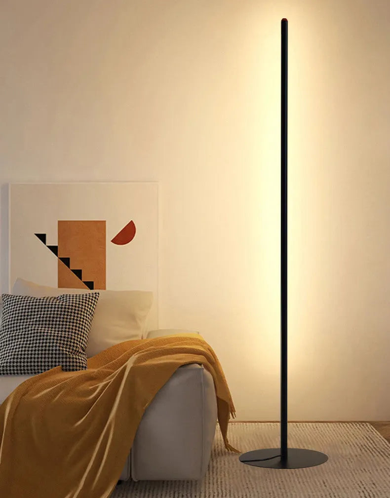 Vertical aluminium alloy floor lamp with slim profile in 25cm, 50cm, and 100cm height options
