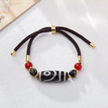 Dzi bead agate bracelet with 8mm geometric beads in Tibetan ethnic style