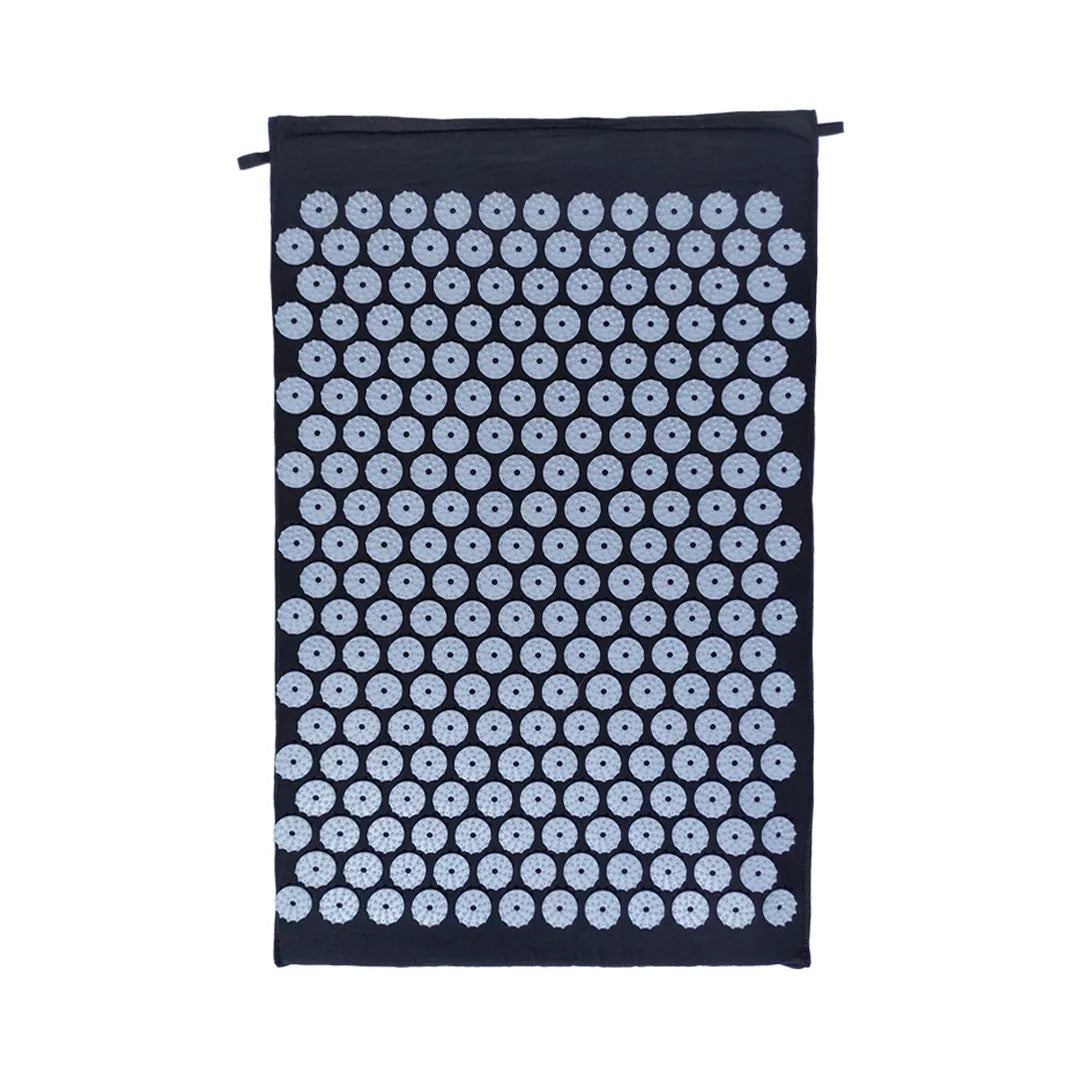 Acupuncture massage mat and headrest set, 68x42x2cm cushion, 38x15x10cm headrest, PP sponge, black and blue