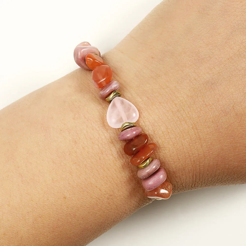 Handmade geometric stone bead bracelet for women in a fashion OL style.