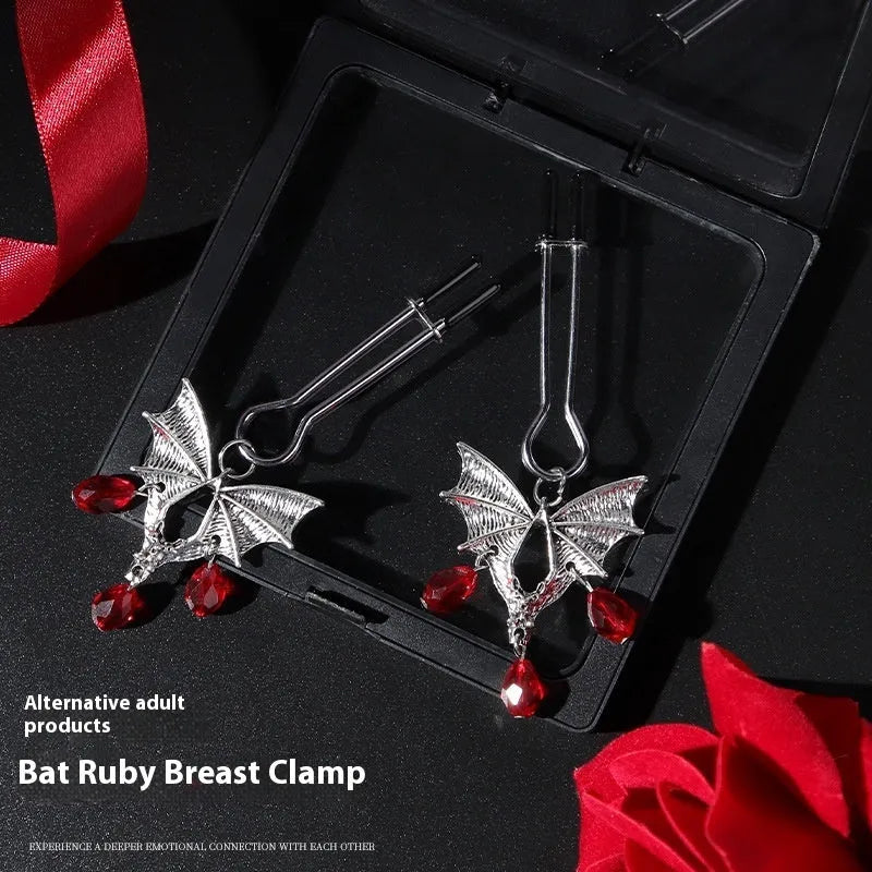 Silver bat-shaped adjustable nipple clamp with alloy construction and clip mechanism