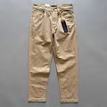 Men's straight-leg casual trousers in Army Green cotton fabric, mid-waist design.