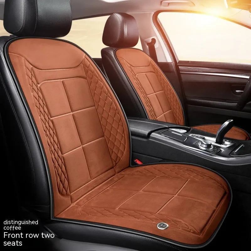 Auto heating car seat cushion in beige, black and coffee colours for single, double and rear seat configurations
