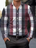 Men's printed long sleeve button-up shirt with a lapel collar.