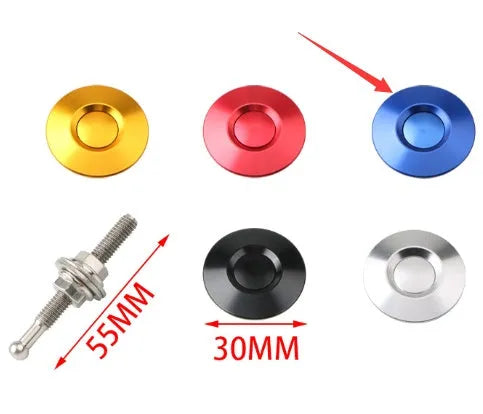 30mm aluminium engine cover lock in silver, black, gold, blue, and red colour options.