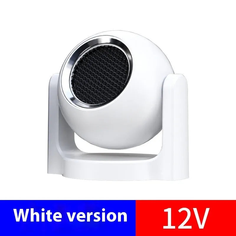 12V 120W car warm air blower heater in black or white, ABS casing, for defrosting and defogging in-car.