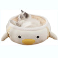 Green chick dinosaur shape cat bed laid flat as sofa with attached straps for hanging